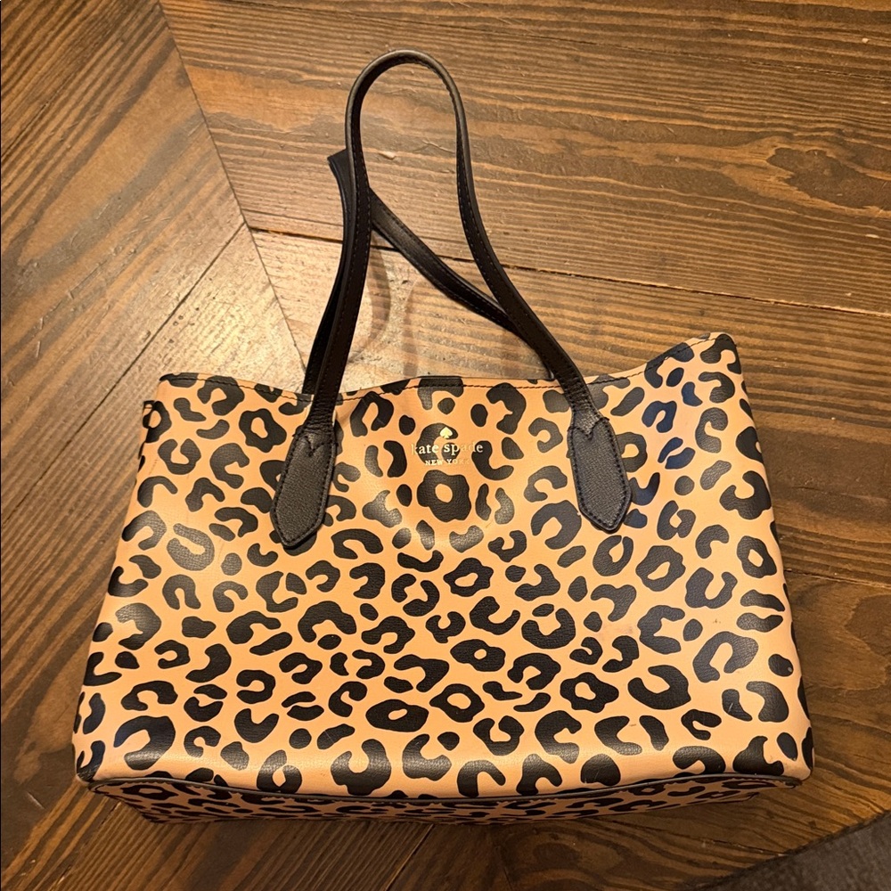 kate spade Leopard Print Tote in Tan and Black